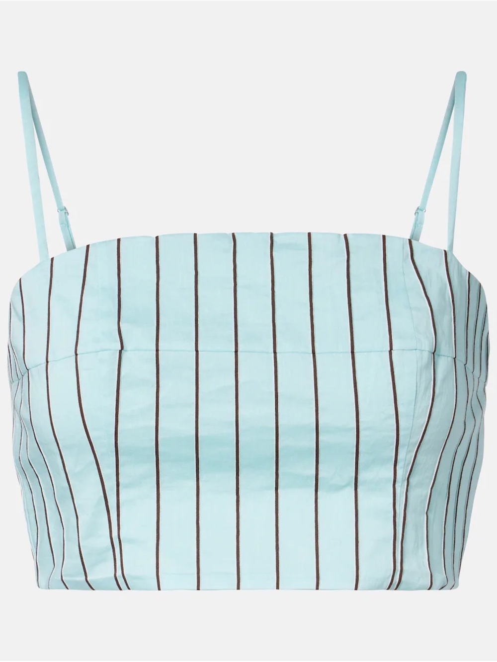 STAUD Striped Square-Neck Crop Top in Light Blue